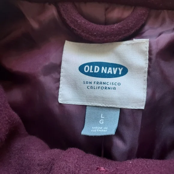 Burgandy Maroon Wine Lined Pea Coat Jacket Large Winter Dark Academia - Picture 4 of 12